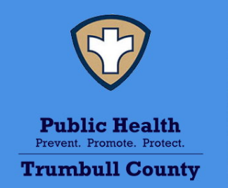 Flyer advertising Trumbull County Public Health department with the mission statement "prevent, promote, and protect". 